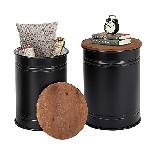 Wood and Metal Nesting Tables Set