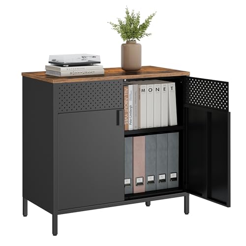 Wood and Metal Storage Cabinet
