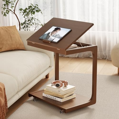 Wooden C-Shaped End Table