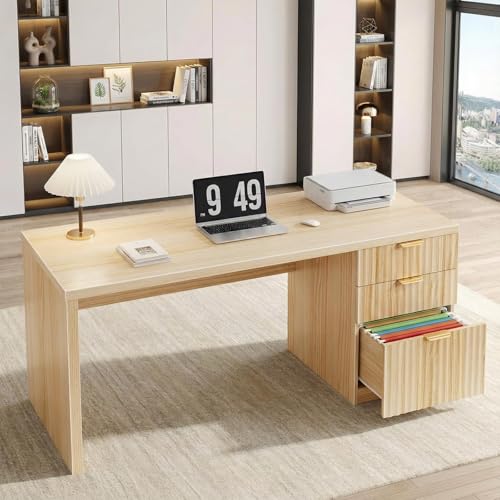 Desk with a Natural Wood Finish