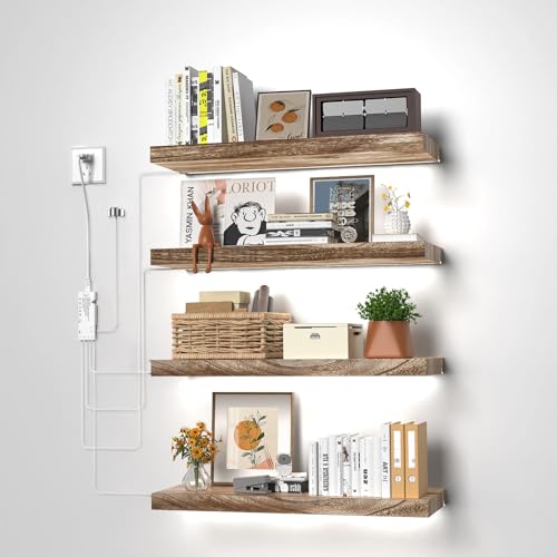 Wooden Shelving Illuminated by Light-Emitting Diodes (LED)