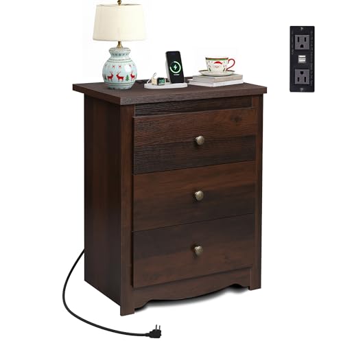 Wooden Nightstands with Drawers