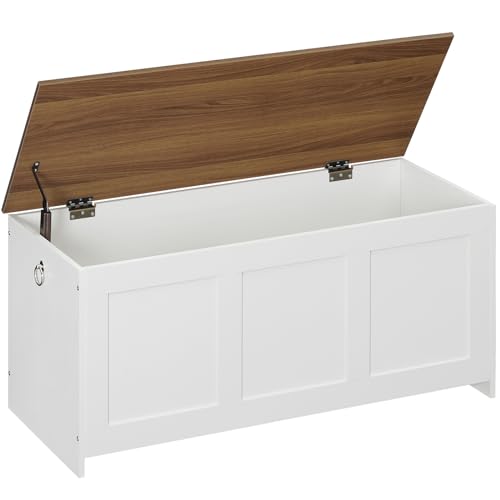 Wooden Storage Bench with Cushioned Seat