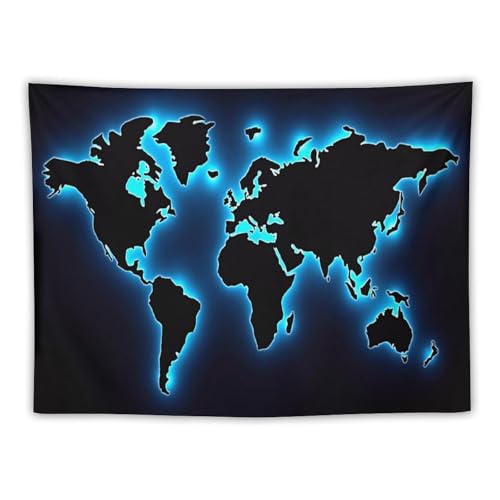World Map Tapestry with LED Lights