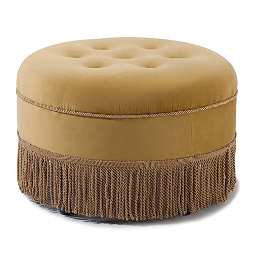 Round Tufted Ottoman in Yellow